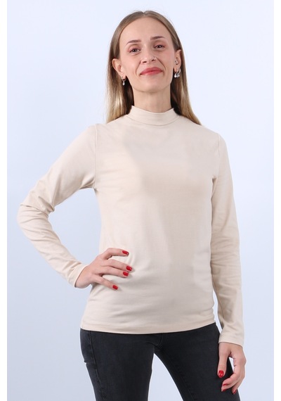 Kadın Balıkçı Yaka Uzun Kollu Body Ten