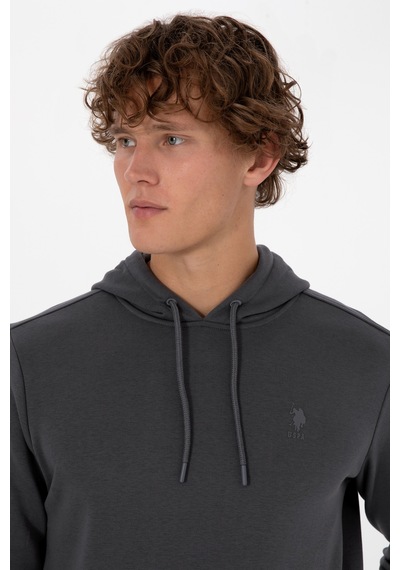 U.S. Polo Assn. Erkek Regular Fit Kapüşonlu Grı Basic Sweatshirt 50313720-VR024