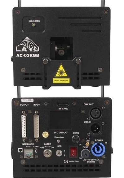 Layu Ac-03rgb 3 Watt Rgb Lazer 25kpps Double Safety Design Sd Card Dmx Ilda Analog