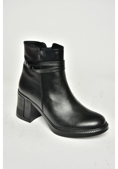 Fox Shoes T654035203 Siyah Hakiki Deri Kalın Topuklu Kadın Bot Siyah-hakiki Deri Siyah