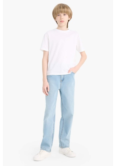DeFacto Erkek Çocuk Straight Fit Düz Paça Cepli Jean Pantolon C3697A824WNNM39 Mavi