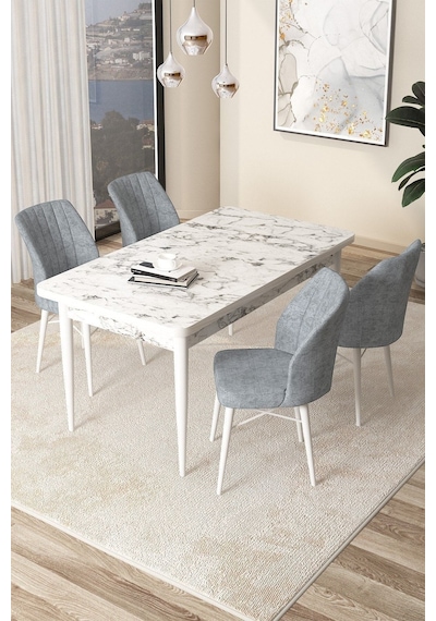 Canisa Arp Serisi 70x110 Sabit Mutfak Masası Takımı Beyaz Mermer Desen Masa 4 Gri Sandalye Masa Beyaz Mermer Desen Sandalyeler Füme Canisa Arp Serisi 70x110 Sabit Mutfak Masası Takımı Beyaz Mermer Desen Masa 4 Gri Sandalye Masa Beyaz Mermer Desen Sandalyeler Füme