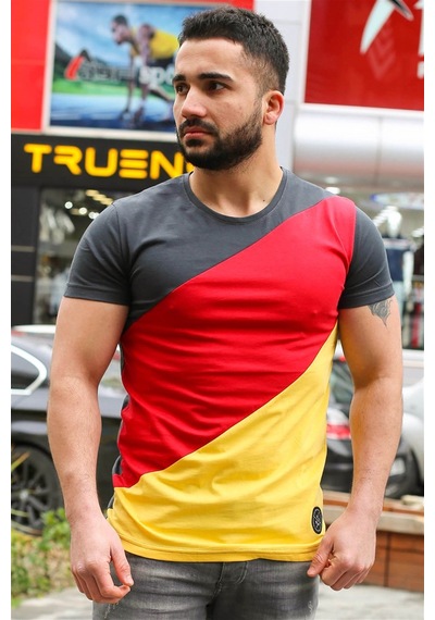 Madmext Madmext Renk Bloklu Füme Tişört 3018-füme Füme