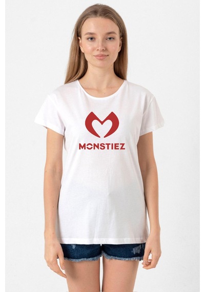 Babymonster Monstiez Beyaz Kadın Bisikletyaka Tshirt Beyaz