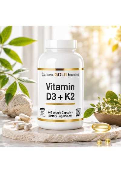 California Gold Nutrition, Vitamin D3 + K2, 240 Veggie Capsules