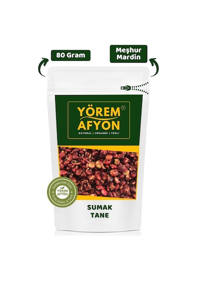 Yörem Afyon Meşhur Mardin Midyat Yöresinden Doğal Şifa Kaynağı Yerli Hasat Tane Sumak Rhus 80gr