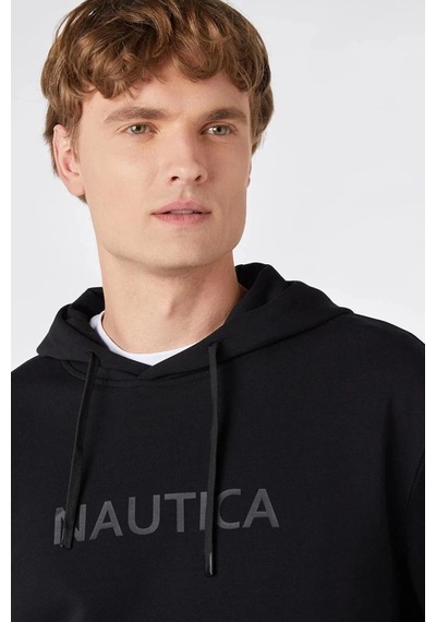 Nautica Erkek Siyah Standart Fit Kapüşonlu Sweatshirt Siyah