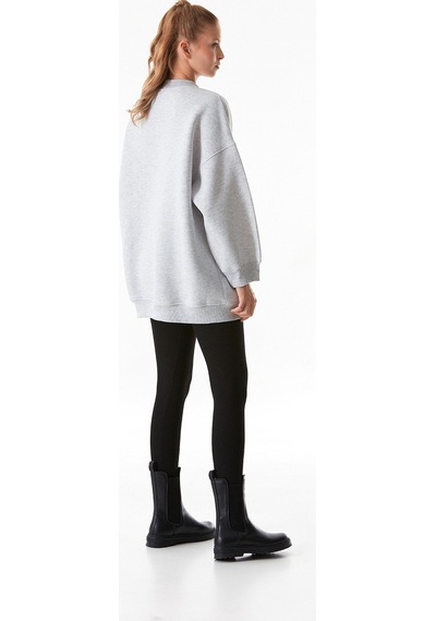 Fullamoda Basic Bisiklet Yaka Oversize Sweatshirt 25kgb4430207547-gri Gri