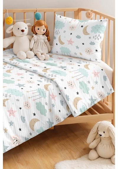 Evimde Bambaşka Bulut Yıldız Pastel Mint Çocuk Odası Tek Kişilik Pike Takımı-ay Bulut Pudra 160x220 CM Yatak Örtüsü Evimde Bambaşka Bulut Yıldız Pastel Mint Çocuk Odası Tek Kişilik Pike Takımı-ay Bulut Pudra 160x220 CM Yatak Örtüsü