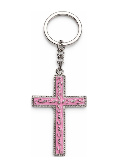 Pembe Gotik Haç Figürlü Metal Anahtarlık Unisex Tasarım