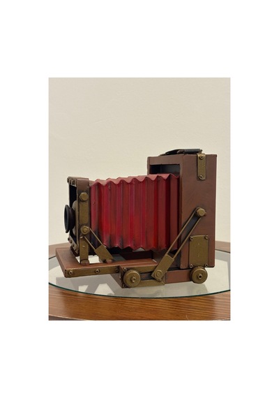 Nostaljik Metal Körüklü Fotoğraf Makinesi Maket Vintage Dekoratif Antika Görünümlü Kamera Biblo Obje