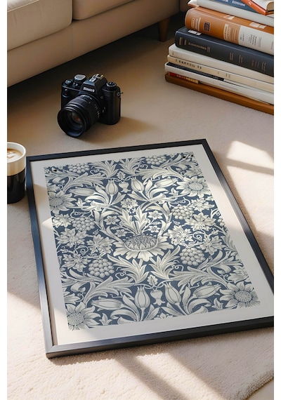 William Morris Mavi Beyaz Botanik Desenli Çerçeveli Tablo Şık Vintage Duvar Sanatı Viktorya Serisi Siyah William Morris Mavi Beyaz Botanik Desenli Çerçeveli Tablo Şık Vintage Duvar Sanatı Viktorya Serisi Siyah