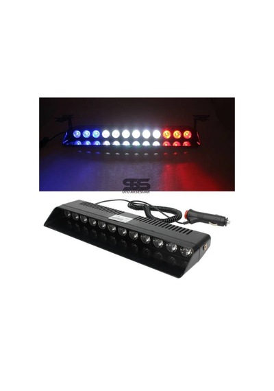 S12 Cam İçi Vantuzlu Polis Çakarı 12 Led  Kırmızı Mavi Beyaz Çakmaklık Girişli Ön Arka Cam (STS OTO AKSESUAR)