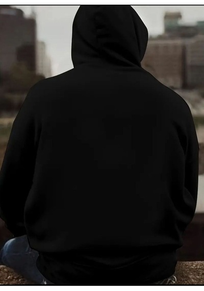 Blackjack Giyim Losangeles Baskılı Kapüşonlu Sweatshirt Siyah