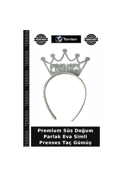 Premium Süs Doğum Parlak Eva Simli Prenses Taç Gümüş