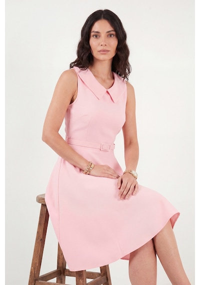 Lela A Kesim Regular Fit Yaka Ve Kemer Detaylı Mini Davet Ve Mezuniyet Elbise Bayan Elbise 6525740 Şeker Pembe Şeker Pembesi