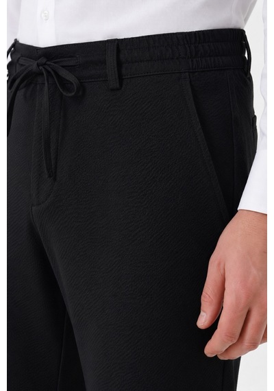 Günce Erkek Regular Kalıp Jogger Pantolon Gofre Kumaş Bgl-st05632 Siyah