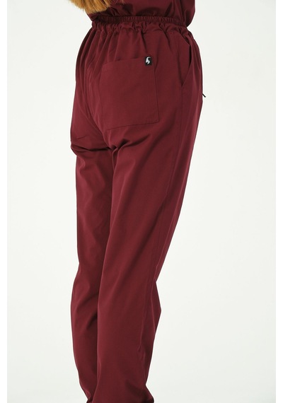 Bordo Likralı Jogger Paça Doktor Hemşire Forması Tek Alt Unisex