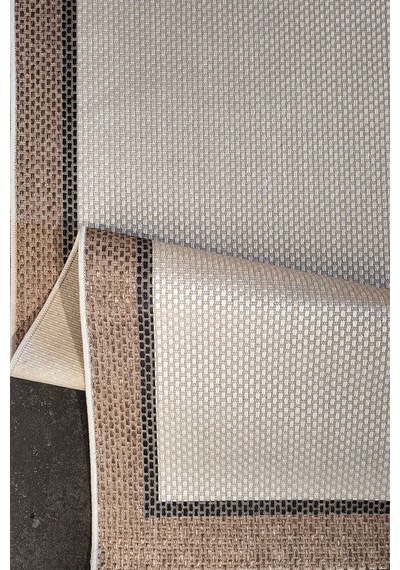 Natura Sisal Hasır Görünümlü Çift Bordürlü Oval Halı Ntr23 Kahve-bej