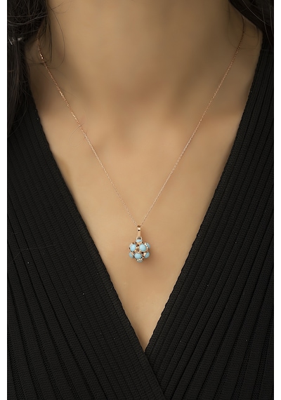 Papatya Silver 925 Ayar Gümüş Mavi Top Küre Kolye