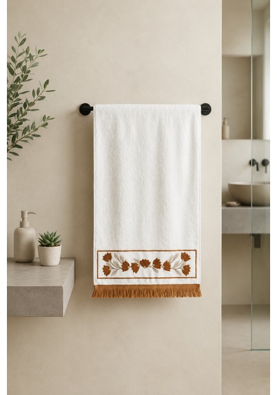 Havlu 50 Cm X 90 Cm - 100% Pamuk - Nakışlı Beyaz