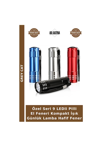Özel Seri 9 Ledli Pilli El Feneri Kompakt İşık Günlük Lamba Hafif Fener Beyaz