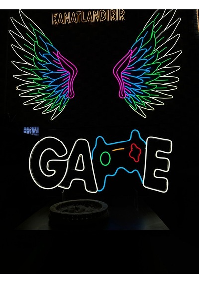 Game Yazılı Ve Şekilli Neon Tabela Çok Renkli