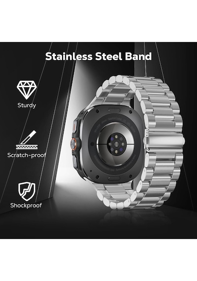 Samsung Galaxy Watch 7 Ultra 47mm Uyumlu Paslanmaz Çelik Akıllı Saat Kordonu Metal Toka