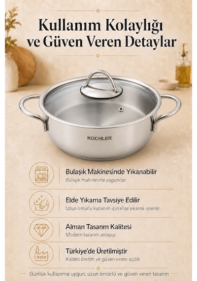 7 Parça Paslanmaz Çelik İndüksiyon Uyumlu Tencere Seti Gümüş
