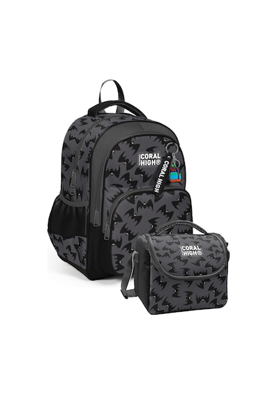 Coral High Erkek Çocuk İlkokul Çantası Ve Beslenme Seti - Siyah Yarasa Desenli Setygn33244b