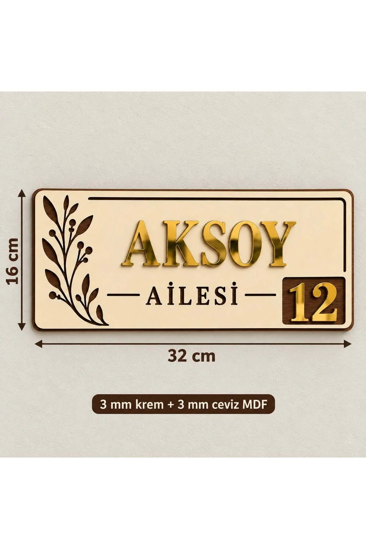 Kişiye Özel Aile İsimliği Kapı Numarası Ahşap Mdf Kapı İsimliği Dış Kapı Dekoru