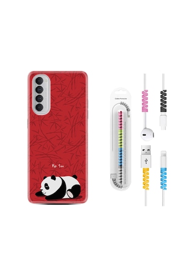 Oppo Reno 4 Pro Kılıf Kablo Koruyuculu Sleeping Panda 1810
