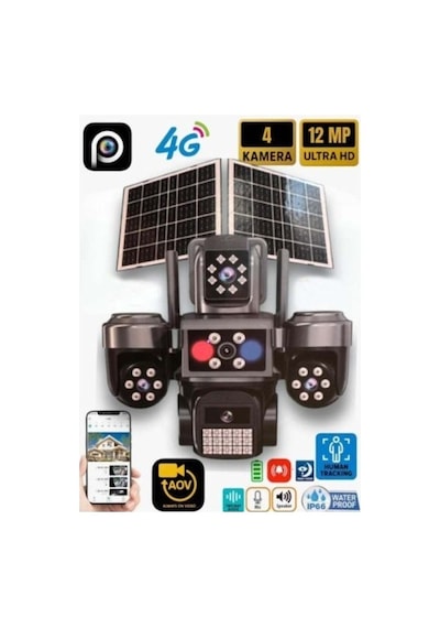 4g Çift Solar Aov E-sim Özellikli 4 Kameralı Kablosuz Güvenlik Kamerası Bs-220gs