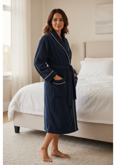 % 100 Pamuklu Laodikeia Kimono Bornoz Unisex Kadın Erkek Lacivert