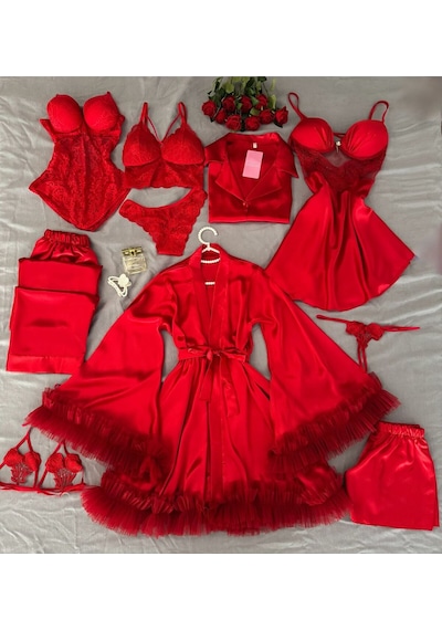 Mh Moony Homewears 10 Parça Kutulu Jesiy Özel Tasarım Çeyiz Seti Muhteşem Kırmızı Mh Moony Homewears 10 Parça Kutulu Jesiy Özel Tasarım Çeyiz Seti Muhteşem Kırmızı