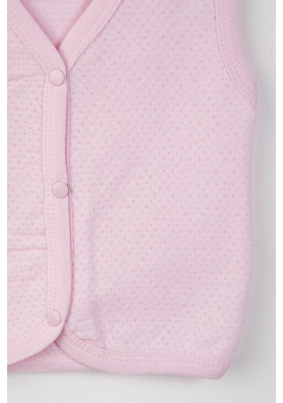 Baby Shez %100 Organik Pamuklu Yenidoğan Kız Erkek Bebek Yelek Mevsimlik 3-6 6-9 9-12 Ay Pembe