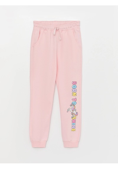 LC Waikiki Lcw Kids Pembe Beli Lastikli Baskılı Kız Çocuk Eşofman Altı Pınk
