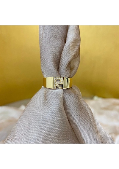 Çgk Çiğdem Gürel Kuyumculuk R Harf Altın Yüzük Gold
