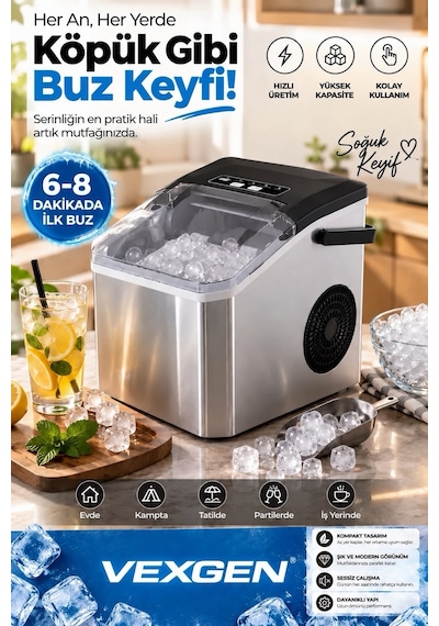 Vexgen Fineblue Taşınabilir Hızlu Buz Yapma Makinesi
