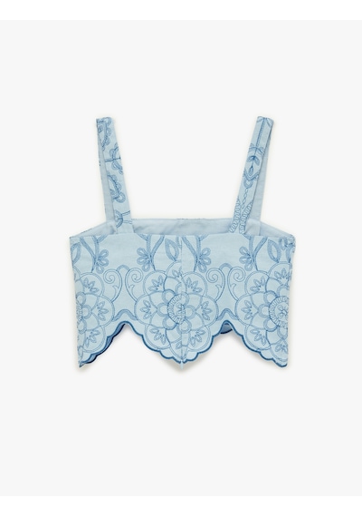 Koton Koton X Sibil Çetinkaya - Pamuklu Asimetrik Kesim Kare Yaka Askılı Nakışlı Brodeli Crop Büstiyer Mavi Desenli 6sak30082uw Koton Koton X Sibil Çetinkaya - Pamuklu Asimetrik Kesim Kare Yaka Askılı Nakışlı Brodeli Crop Büstiyer Mavi Desenli 6sak30082uw