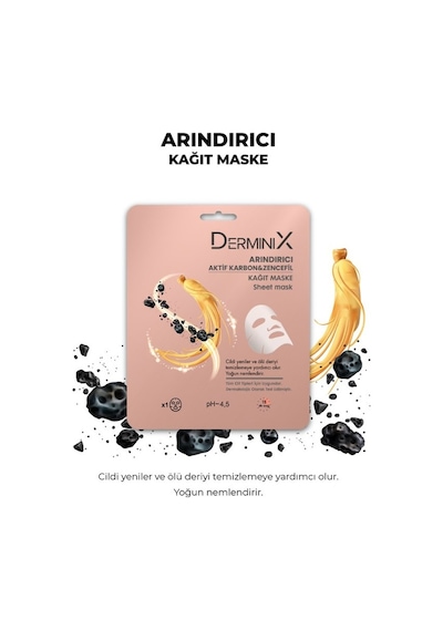 Derminix Aktif Karbon & Zencefil Arındırıcı Kağıt Yüz Maskesi