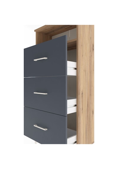 Arges Dolap Tek Raflı 3 Çekmeceli 60x30x134 Çam-antrasit Çam
