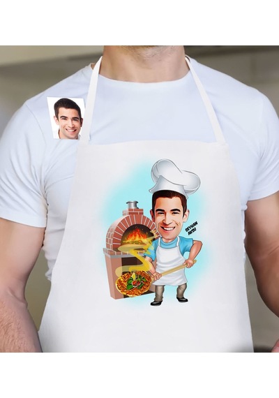 Kişiye Özel Bay Kebapçı Karikatür Beyaz Mutfak Önlüğü - 1