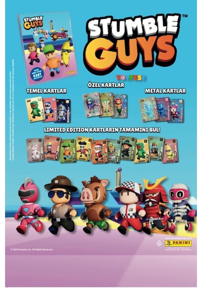Panini Stumble Guys Koleksiyon Kartları - Çoklu Set - 8 Paket 48 Adet Kart + 4 Limited Edition Kart