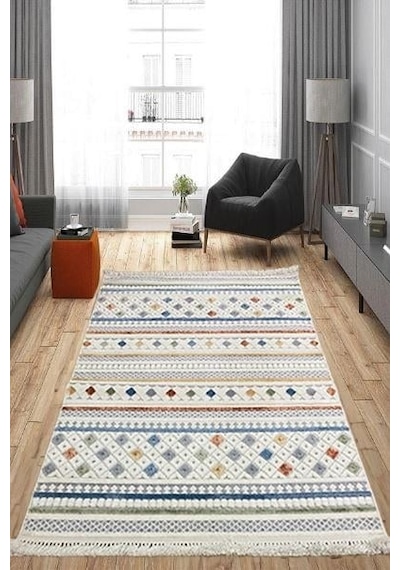 Çam Halı Enti Halı Polo 7801 Multi İskandinav Desenli Renkli Makine Halısı