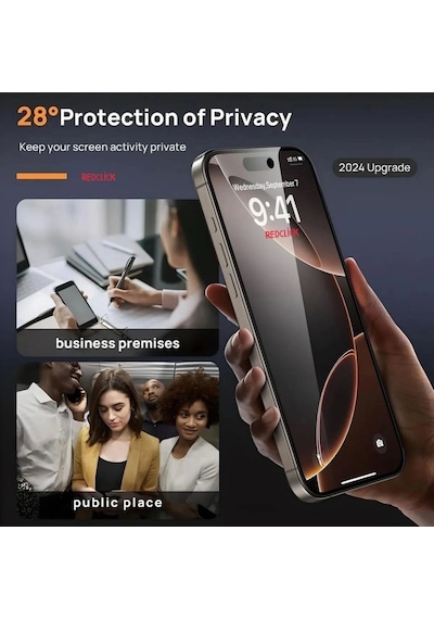 Apple Uyumlu   iPhone 16 Pro Hayalet Ekran Koruyucu Redclick Süper Fast Privacy Film
