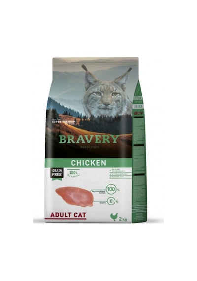 Bravery Tahılsız Tavuklu Yetişkin Kedi Maması 2 KG