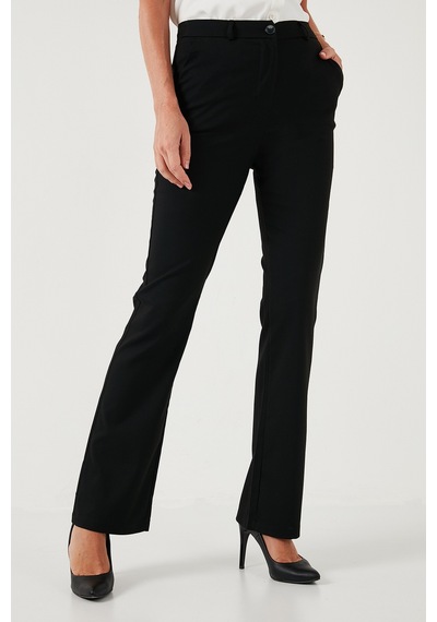 Lela Yüksek Bel Regular Fit Bol Paça Bayan Pantolon 611Pl030W4 Siyah