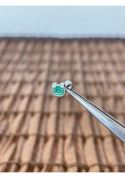 316 L Cerrahi Çelik Mineli Kurbağa Dudak Kıkırdak Helix Tragus Piercingi 8mm X 1,2mm Yeşil