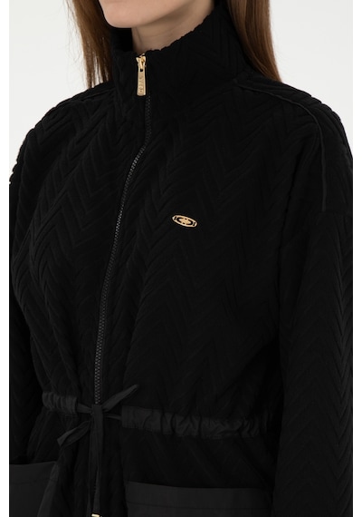 U.S. Polo Assn. Kadın Siyah Fermuarlı Dik Yaka Sweatshirt 50297364-VR046